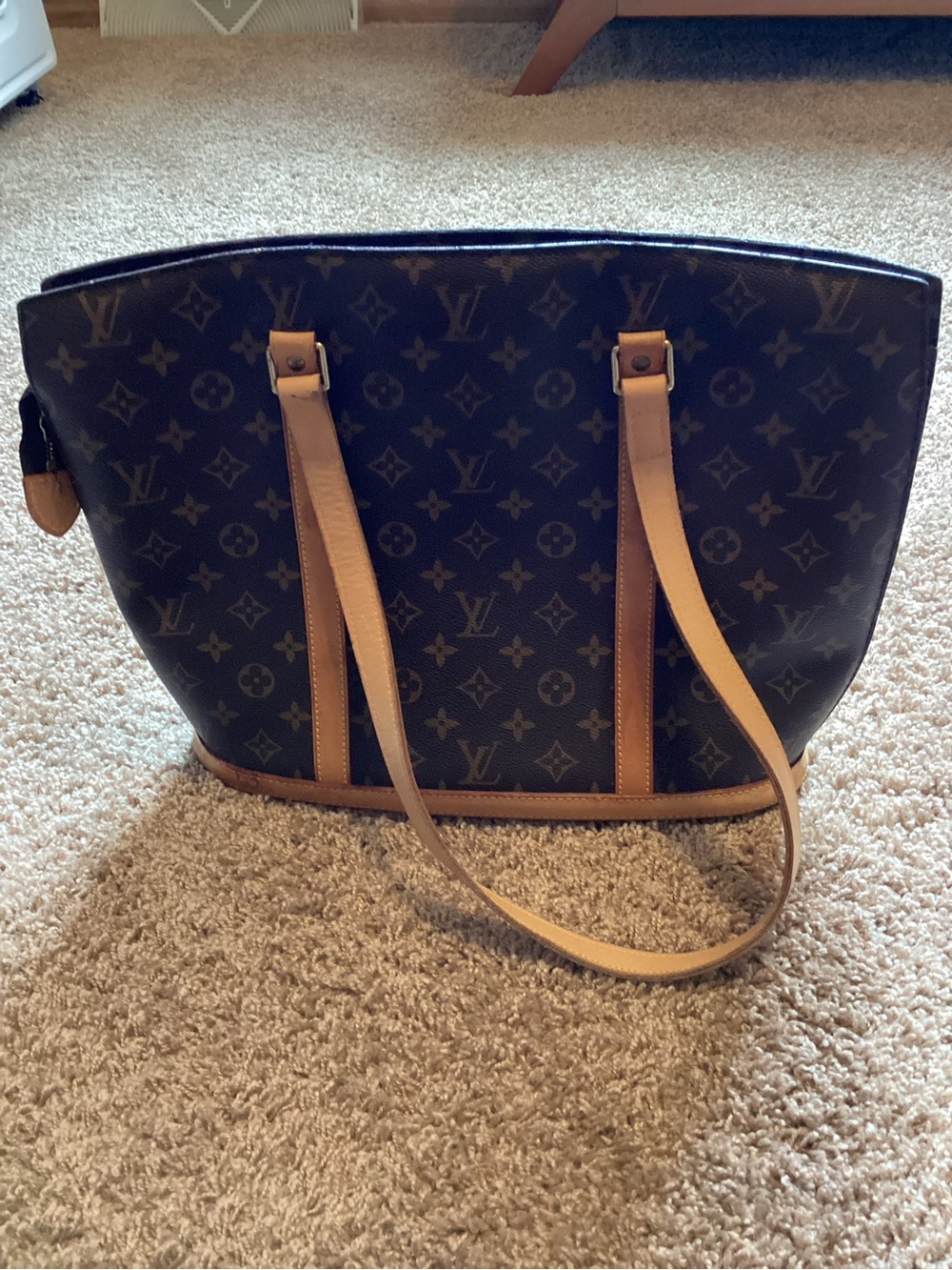 Louis Vuitton Monogram Canvas Shoulder Bag with Tan Leather Straps - Picture 2 of 10
